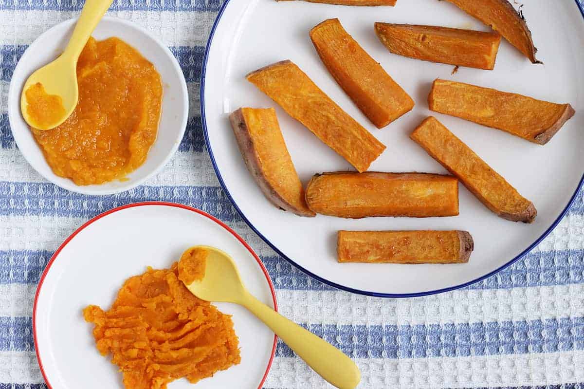 Alimenti per bambini preferiti a base di patate dolci (BLW e frullati)