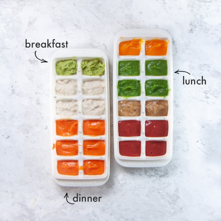 Menu Purea di alimenti per bambini di 6-9 mesi (stampabile GRATUITO)