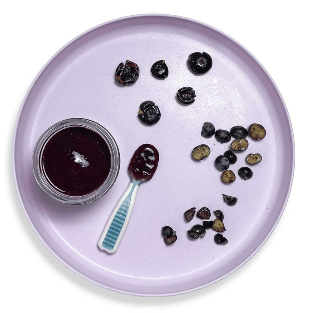 Alimenti per bambini ai mirtilli degni di un cucchiaio (purea e blw)