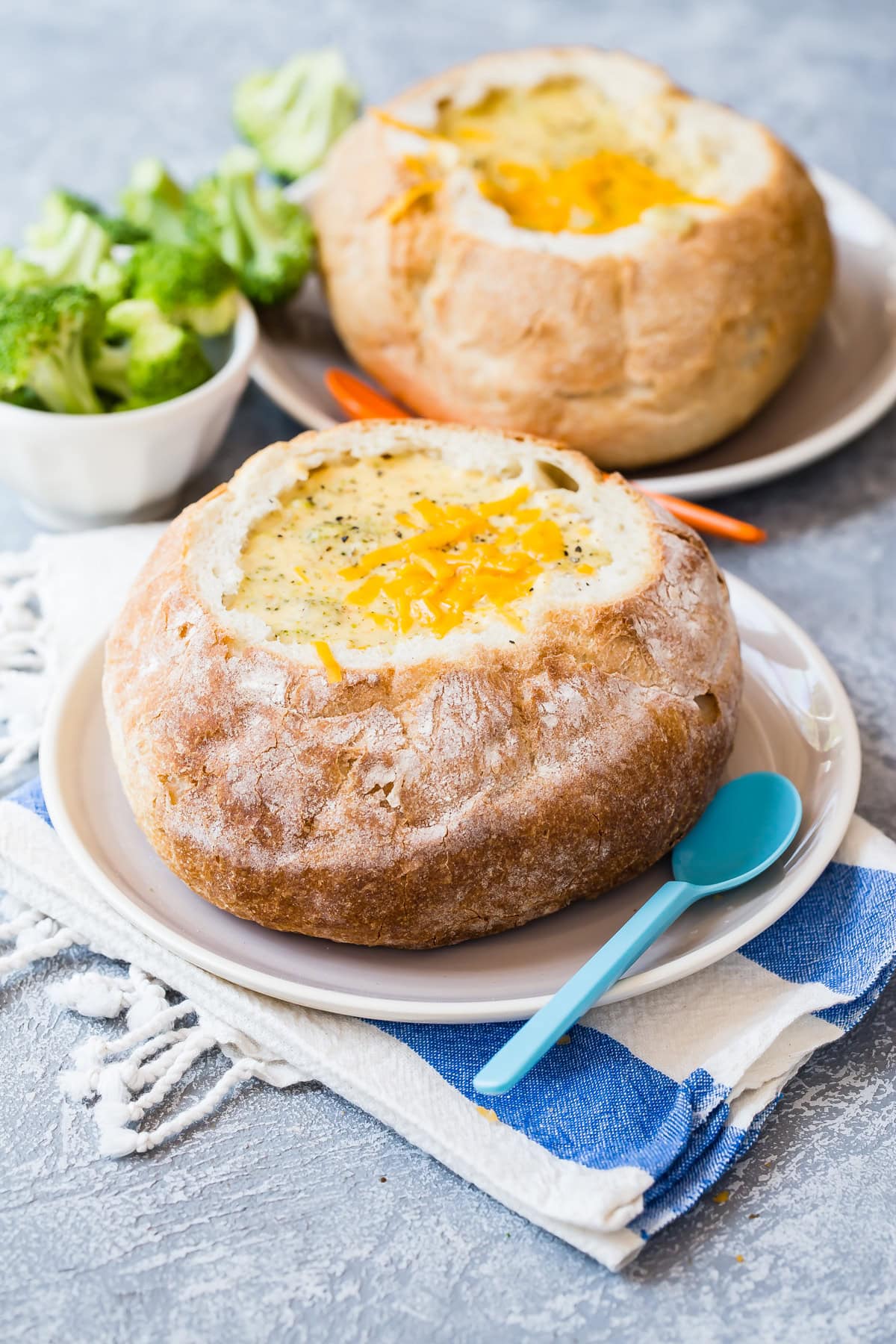 Broccoli Cheese Soup in a Bread Bowl