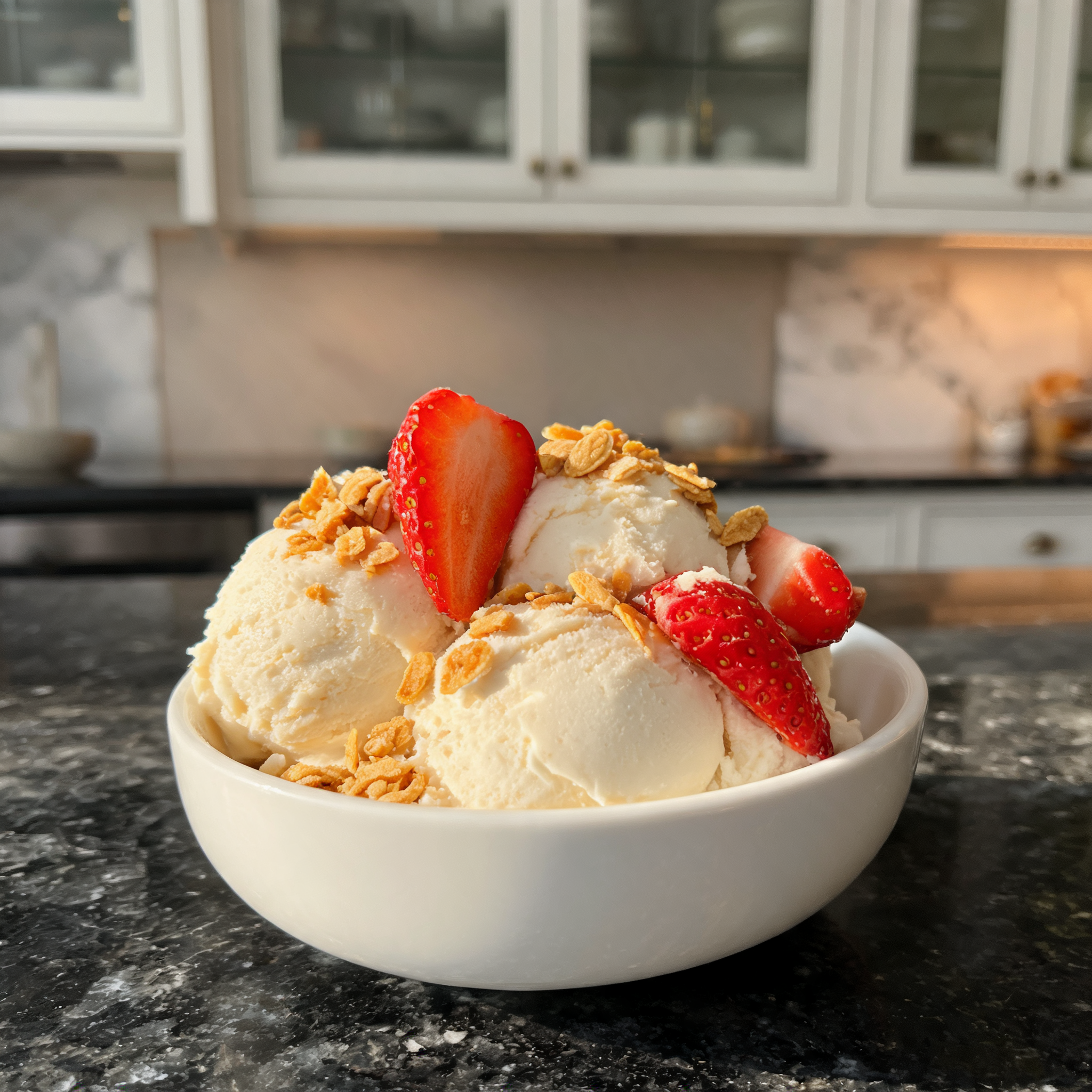 Gelato Proteico Fragola e Vaniglia con Crunch