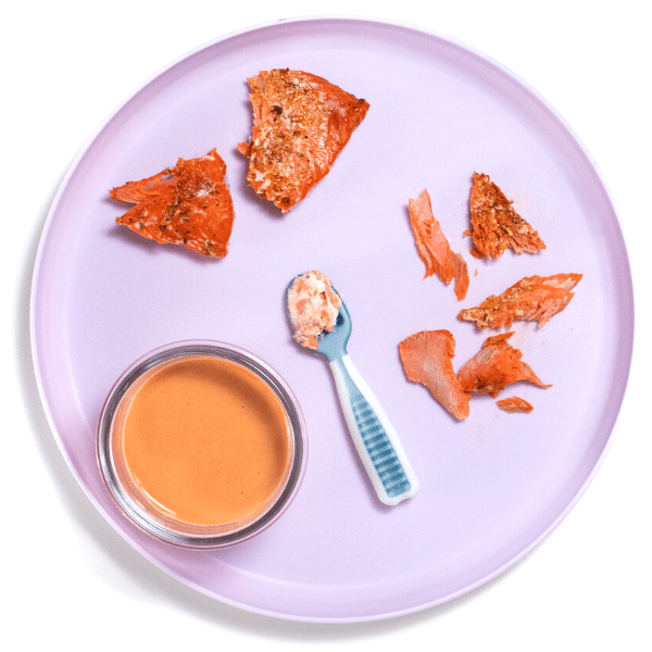Salmone arrosto con omogeneizzato alla paprika (purea o BLW)