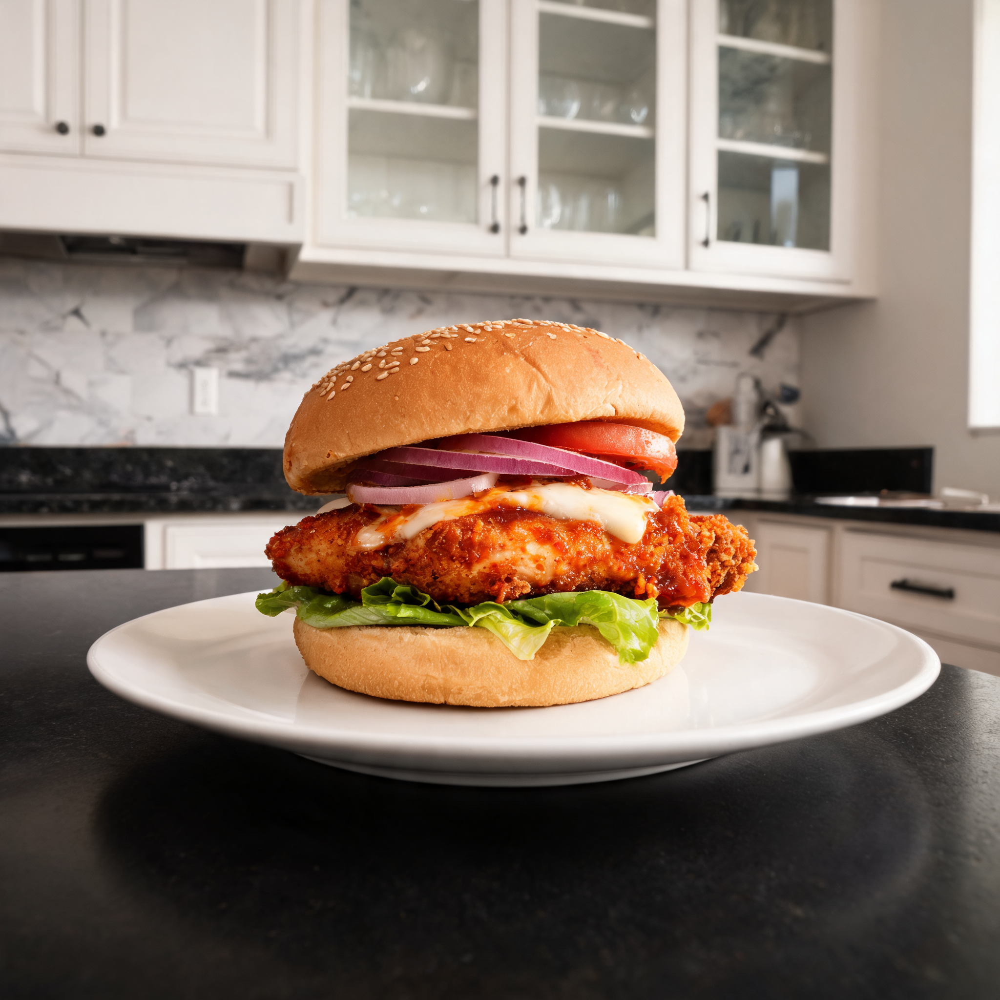 Il Burger di Pollo Piccante fatto in Casa - Proteico e Light
