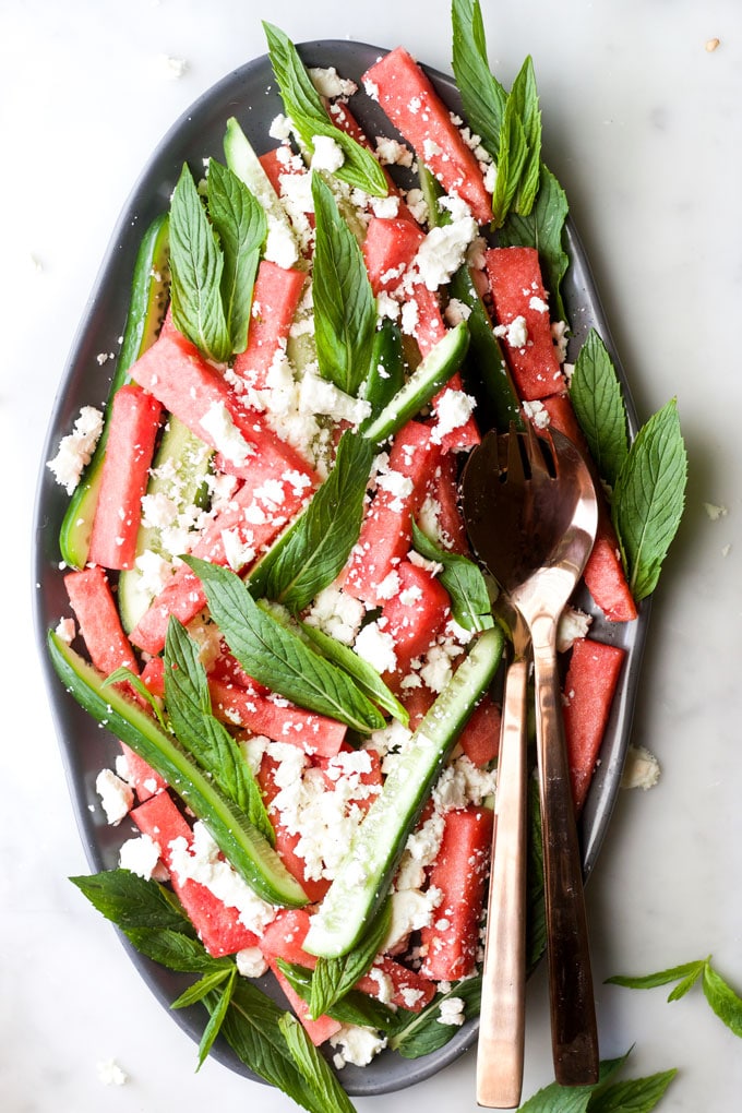 Insalata di menta e feta di anguria