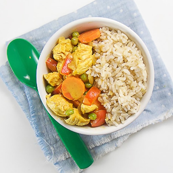 Pollo e verdure al curry delicato per neonati e bambini