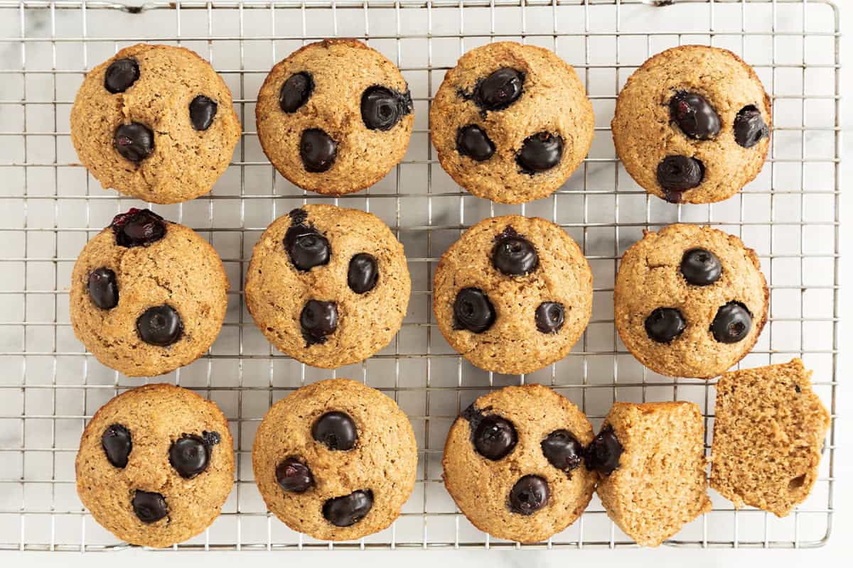 Muffin alla crusca di mirtilli