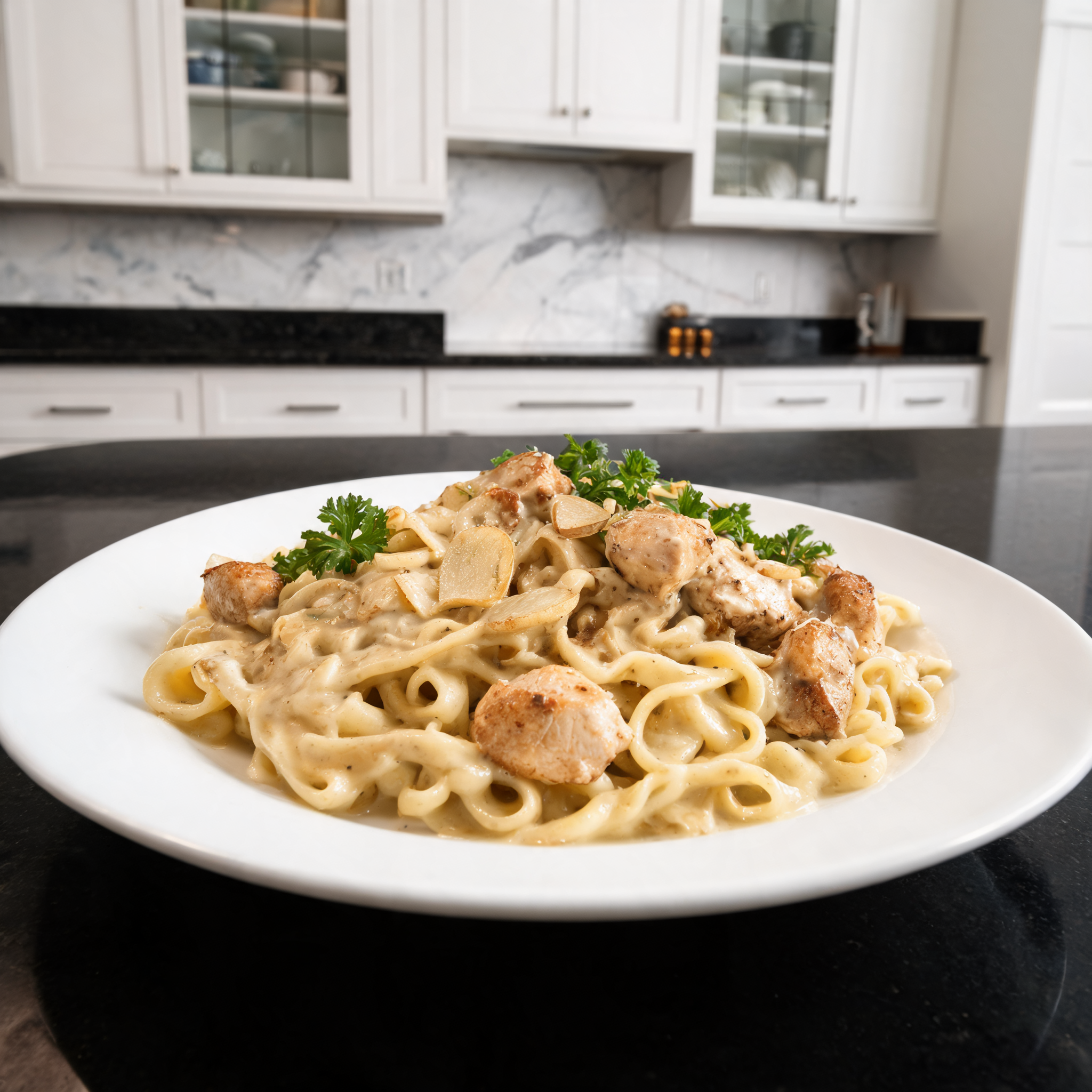 Pasta al Pollo e Aglio Cremosa - Proteica e Veloce