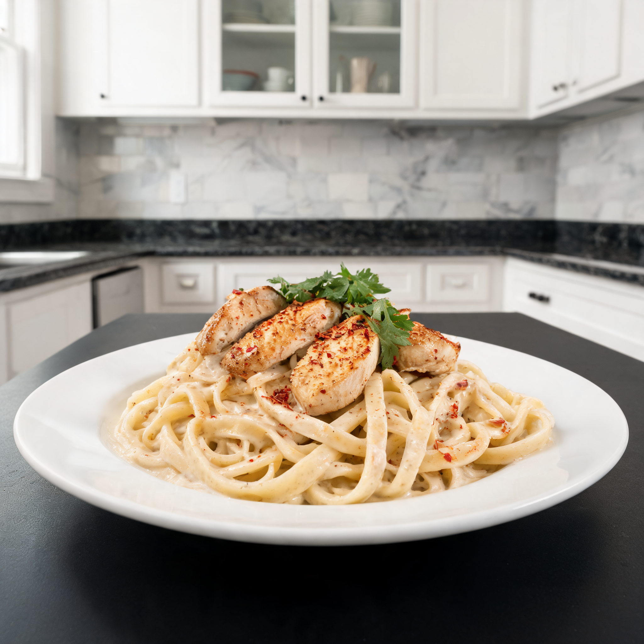 Pasta all'Alfredo con Pollo Spicy - Proteico e Croccante
