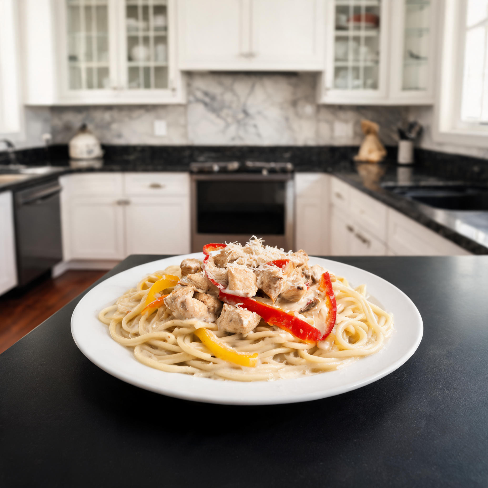 Pasta Cremosa al Pollo con Peperoni: 65g di Proteine!