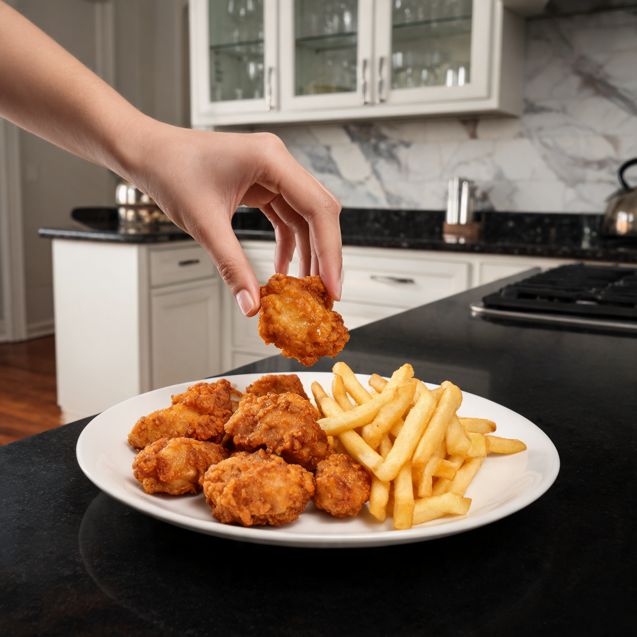 Pepite di Pollo Croccanti e Patatine Fritte Proteiche