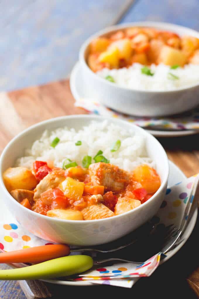 Pollo al mango e ananas