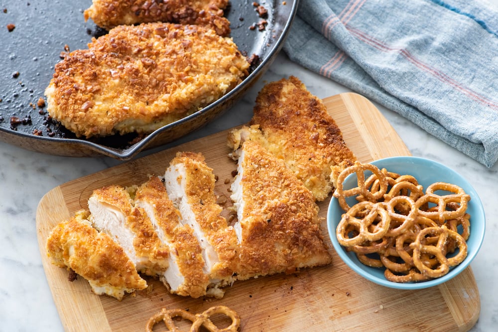 Pollo fritto con pretzel