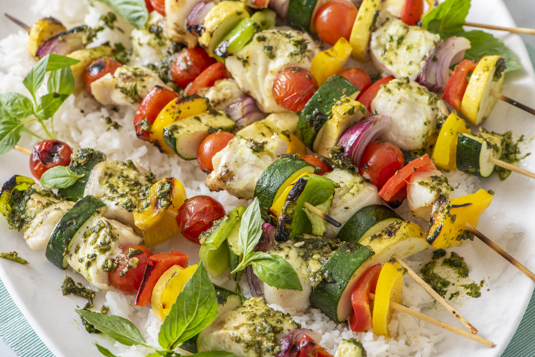Spiedini di pesto di halibut