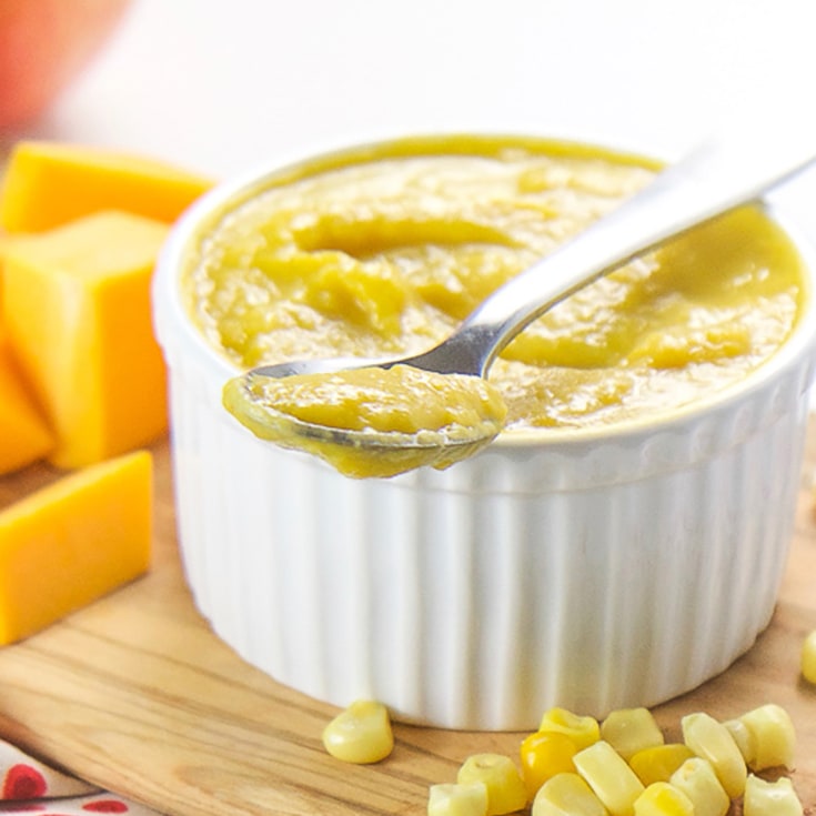 Purea di omogeneizzati di mais dolce, zucca e mela