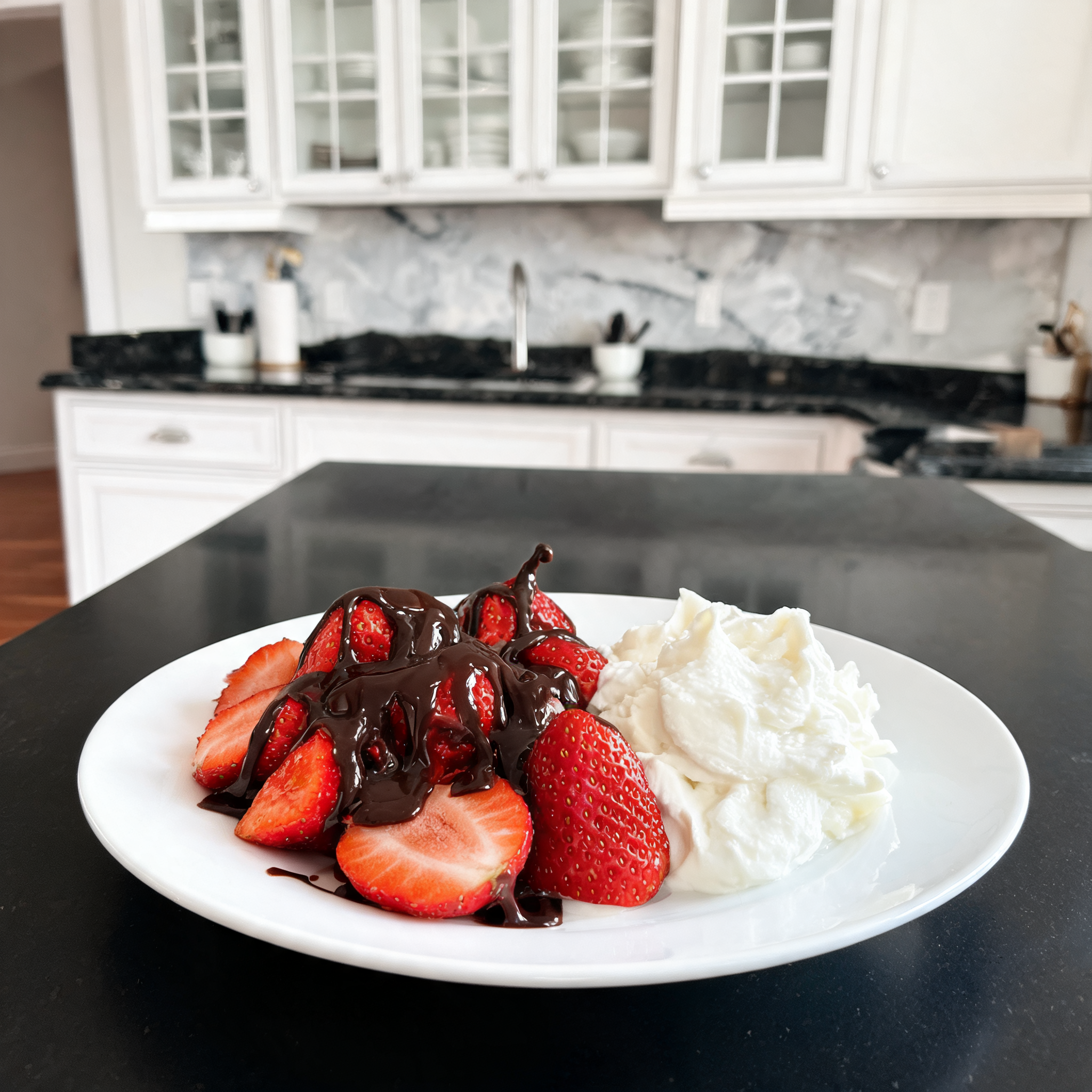Fragole al cioccolato con yogurt soffice