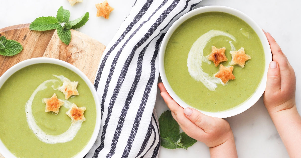 Zuppa di piselli e menta